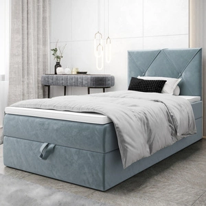 Boxspringbett Arvada 90x200 türkis im modernen skandinavischen Stil mit gepolstertem Kopfteil Bett mit Staukasten