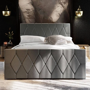 Polsterbett Sparks 180x200 hellgrau mit Stauraum im modernen Stil mit markantem Kopf- und Fußteil