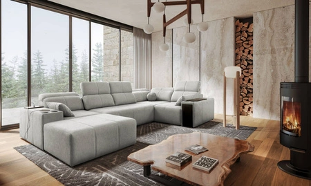 Ecksofa mit Schlaffunktion Tesalia IV grau Esche links komfortables Ecksofa für das Wohnzimmer mit innovativer Schiebefunktion der Rückenlehne