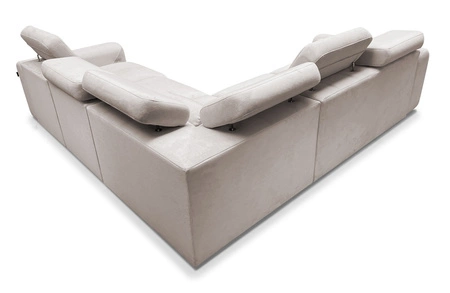 Ecksofa mit Schlaffunktion Cantare III Lux beige rechte Seite stilvolles und bequemes Ecksofa für das Wohnzimmer mit hochklappbarer Fußstütze