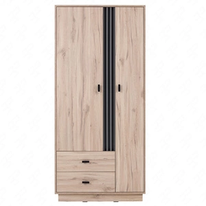 Kleiderschrank Estan 90 cm Eiche estan hell / anthrazit modernes Möbeldesign Kleiderschranktür mit Lamellen dekoriert Kleiderschrank für Schlafzimmer