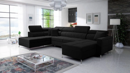 Ecksofa mit Schlaffunktion Nausa VI schwarz rechte Seite stilvolles Ecksofa für Wohnzimmer mit komfortabler Verarbeitung weichen Samtstoff