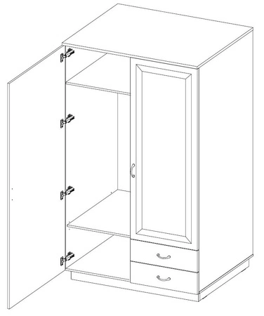 Scandi Kleiderschrank 120 cm Eiche artisan / weiß Funktionsmöbel klassisches Design idealer Kleiderschrank für Ankleidezimmer oder Flure