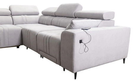 Ecksofa mit Schlaffunktion Castel III Lux blau rechtshändig äußerst bequemes Ecksofa für das Wohnzimmer mit ausziehbarer Fußstütze