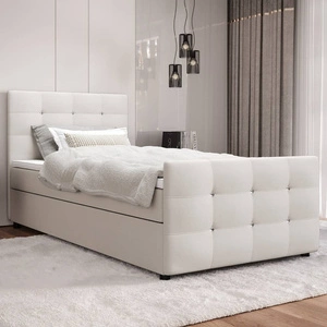 Boxspringbett Kansas 120x200 beige Bett im modernen skandinavischen Stil mit gepolstertem Kopf- und Fußteil