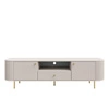 TV Schrank Ovalio 181 cm beige unkonventionelle TV-Schrank für Wohnzimmer Metall dekorative Accessoires Fräsen