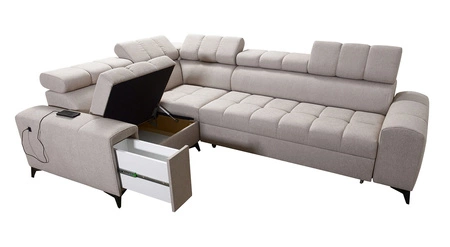 Ecksofa mit Schlaffunktion Bolmso II graphit linkes Ecksofa mit Bettzeugauszug mit Vollauszug in der Seite des Möbels