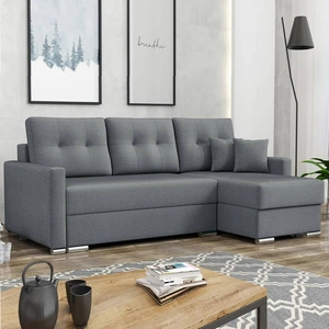 Neron graues rechtes Ecksofa mit Schlaffunktion garantiert höchsten Komfort und Funktionalität