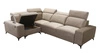 Ecksofa mit Schlaffunktion Kelly Sleek II hellbraun links elegantes Ecksofa für Wohnzimmer aus gewebtem Stoff