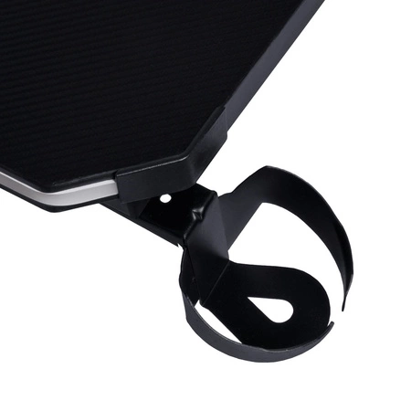 Zeo Gaming-Schreibtisch schwarz/rot Designer-Schreibtisch rutschfeste Carbonplatte voll gepolstert LED-Beleuchtung