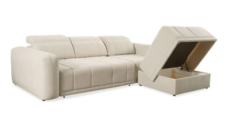 Ecksofa mit Schlaffunktion Cetara grau rechte Seite stilvolles Design komfortable Schiebelehne verstellbare Kopfstützen