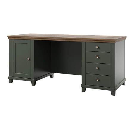 Schreibtisch mit Schubladen Evora 180 cm Flasche grün / Eiche lefkas geschmackvolles Design wird Liebhaber von ausdrucksstarken Interieur für das Arbeitszimmer oder Büro begeistern 