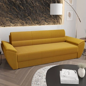 Sofa Fogu Bis Honig-Gelb stilvolles Sofa mit bequemen Armlehnen Cord-Polsterung Stoff Bettwäsche Container