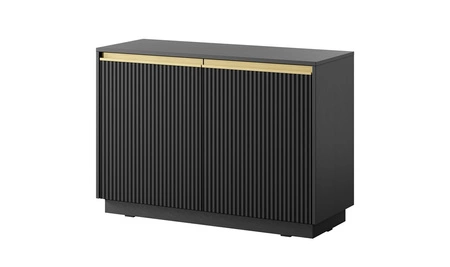 Imperial 104 cm schwarz stilvolle Kommode ideal für das Wohn- oder Schlafzimmer elegante Goldgriffe und gefräste Fronten