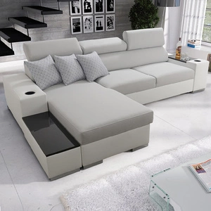 Ecksofa mit Schlaffunktion Provo grau/weiß links Ecksofa mit Bettkasten und Funktionserweiterung