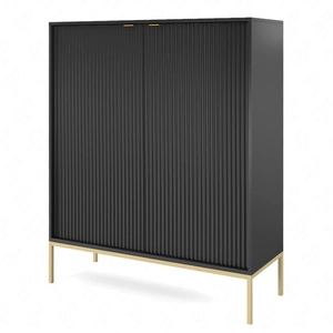 Kommode Lovro 104 cm schwarz modernes Design Kommode mit Gold-Accessoires bereichert wird Liebhaber der expressiven Interieur begeistern