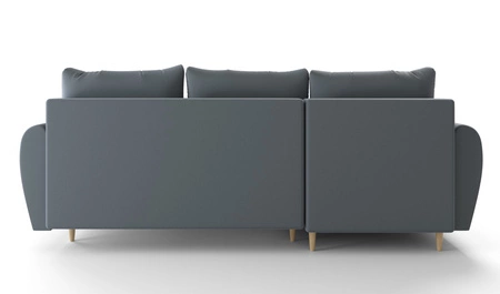 Ecksofa mit Schlaffunktion Rovigo grau blau links elegantes Ecksofa in skandinavischer Form großes Bettzeugfach