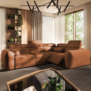 Ecksofa mit Schlaffunktion Cantare II Lux ziegelrot rechts Komfort-Ecksofa für Wohnzimmer mit hochklappbarem Fußteil weicher Stoff