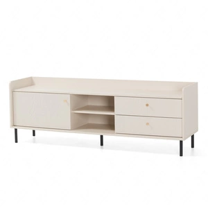 TV Schrank Ferdi 170 cm sandbeige eleganter TV-Schrank in einem modischen Stil Korpus über die Linie der Tischplatte verlängert