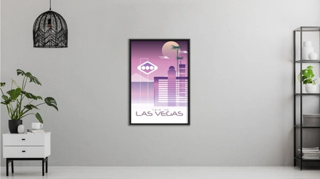 Poster Reise nach Las Vegas 70x100 gerahmtes Poster Präzisionsdruck mit stilvoller Grafik perfekte Dekoration für Wohnzimmer oder Schlafzimmer