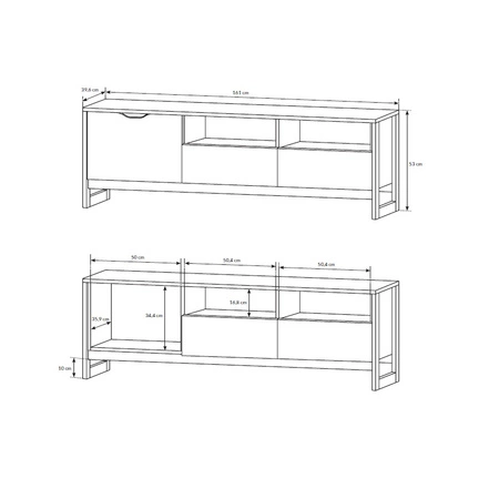 RTV-Schrank Holte 161 cm Eiche grange sand / matera modernes Design und Vollauszugssystem der Schubladen