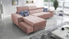 Ecksofa mit Schlaffunktion Hampton quartz pink linke Seite stilvolle Steppung auf dem Sitz weicher Polsterstoff Ecksofa mit Verlängerung