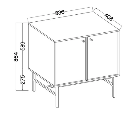 Kioto III Kommode 84 cm Eukalyptus minimalistisches Design perfekter Vorschlag für eine Kommode für das Schlafzimmer oder Wohnzimmer schwarze Griffe stabiler Rahmen