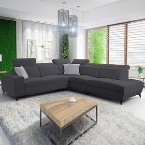 Ecksofa mit Schlaffunktion Kelly Sleek IX graphit rechte Seite stilvolles Ecksofa mit bequemen Armlehnen und verstellbaren Kopfstützen