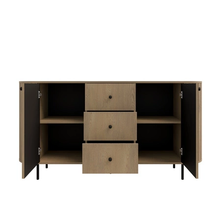 Kommode mit Schubladen Ovalio 165 cm Eiche cremona moderne Form ovale Kommode für das Wohnzimmer dekorative Fräsungen am Korpus