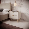 Lante Nachttisch beige stilvolle Schrank mit Schubladen ideal für Schlafzimmer in Glamour und skandinavischen Stil ursprüngliche Form der festen