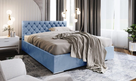 Polsterbett Alvorada 180x200 hellblau mit Staukasten im modernen skandinavischen Stil mit gestepptem Kopfteil