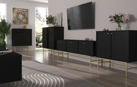 Kommode Kioto III 125 cm schwarz graphit minimalistische Form ideale Kommode für Schlafzimmer oder Jugendzimmer stabiler Goldrahmen