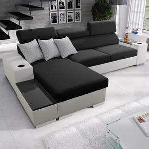 Ecksofa mit Schlaffunktion Provo schwarz/weiß links Ecksofa mit Bettkasten und Funktionserweiterung