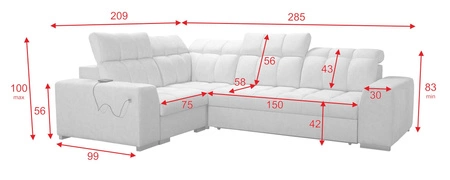 Ecksofa mit Schlaffunktion Luigi II honig/schwarz linkes Ecksofa mit Bettkasten für den täglichen Liegekomfort