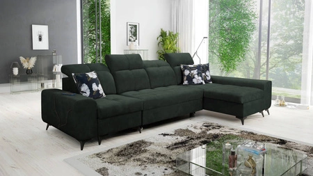 Ecksofa mit Schlaffunktion Buffalo XII grün rechtsseitig stilvolles und funktionelles Ecksofa mit Bettzeugcontainer