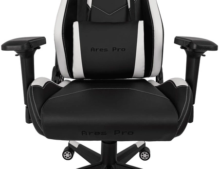 Gaming-Sessel Ares Pro schwarz/weiß komfortabler und funktionaler Sessel mit verstellbaren Armlehnen stabiles Metallgestell