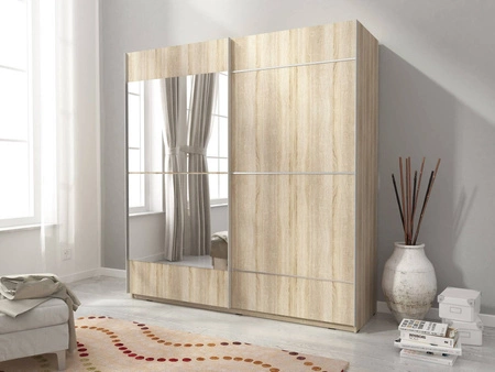 Tilava 150 cm Schiebeschrank Eiche sonoma moderner Kleiderschrank ideal für eine Schlafzimmergarderobe oder Flur