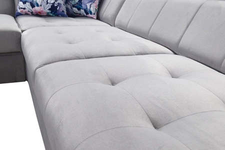 Ecksofa mit Schlaffunktion Hampton III beige links komfortables Ecksofa aus glattem und weichem Samtstoff