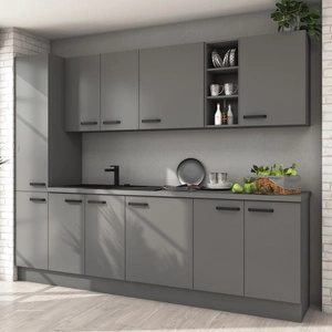 Verdi Küchenmöbel Set 260 cm Küchenmöbel beständig gegen Feuchtigkeit Dampf und Beschädigungen Metallgriffe