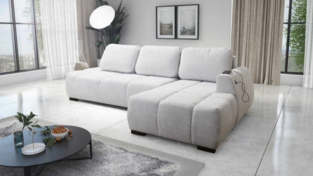 Ecksofa mit Schlaffunktion Sanfte graue Esche rechte Seite stilvolles Design Ecksofa-Bett zeichnet sich durch seine abgerundete Form aus