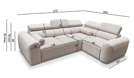 Ecksofa mit Schlaffunktion Cantare II dunkelbeige rechte Seite bequemes Ecksofa für Wohnzimmer mit stilvollem Charakter weicher Stoff