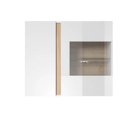 Hängeschrank Adria 97 cm glänzend weiß / Eiche grandson modernes Design Kanten mit speziellen Furnierelementen aus Sicherheitsglas verarbeitet