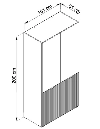 Kleiderschrank Sandbox 101 cm grau eleganter und funktioneller Schrank mit geriffelten Fronten ein Möbelstück aus der modularen Kleiderschrankkollektion