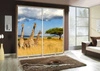 Artistino 205 cm Schiebeschrank mit Giraffe II Grafik Schrankkorpus in Eiche Catania aus 22 mm starker Platte