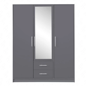 Kleiderschrank mit Spiegel Caspe 150 cm anthrazit modernes Design ABS-Finish und Aluminiumgriffe