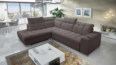 Ecksofa mit Schlaffunktion Luigi VII braun links Komfort-Ecksofa in moderner Form