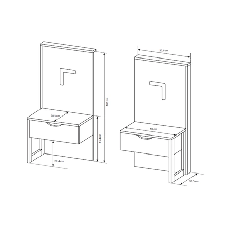 Nachttisch mit Schublade Holte Eiche grange sand / matera modernes Möbeldesign Korpuskanten mit speziellem ABS-Furnier bearbeitet