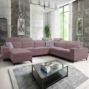 Ecksofa mit Schlaffunktion Kelly Sleek VIII lavendel rosa linke Seite stilvolle Ecksofa für Wohnzimmer bietet Komfort beim Entspannen