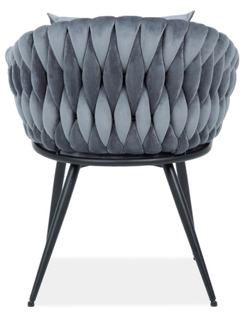 Geflechtstuhl Nuvbo 47x53 cm grau modern und Designer Industriestuhl auf Metallgestell