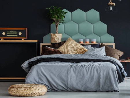 Gepolstertes Paneel Hexagon 30x26 cm Marine stilvolle Wand Panel Velours Stoff modische Dekoration jedes Interieur